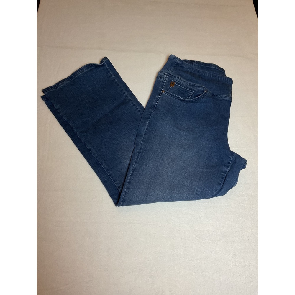 Belle Kim‎ Gravel Women's Blue Denim Bootcut Jeans Stretch Comfort size 14